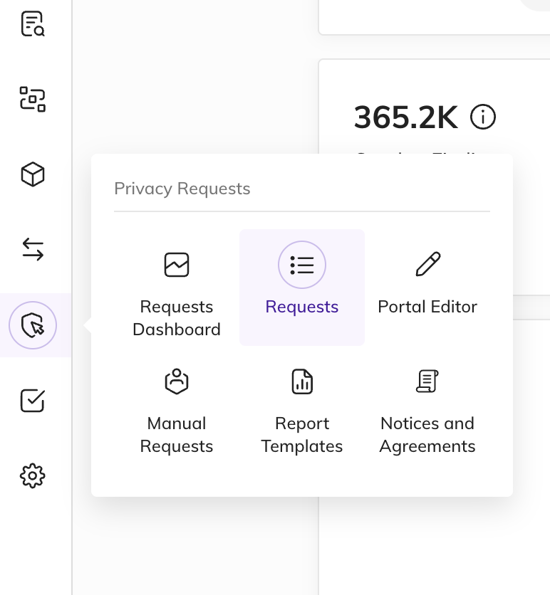 Requests Page in Menu